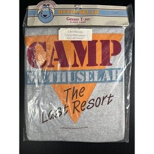 Vtg Camp Methuselah The Last Resort T Shirt Adult XL Geezer Single Stitch NWT